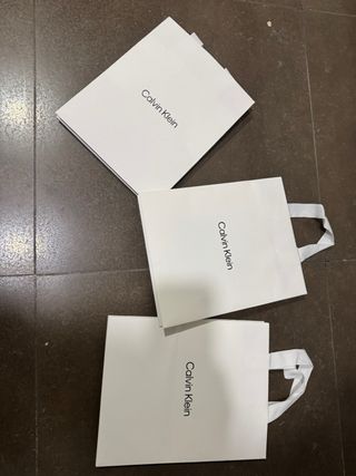 3 Bolsas Papel Calvin Klein CK Blancas