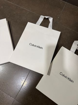 3 Bolsas Papel Calvin Klein CK Blancas