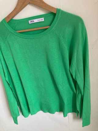 Sudadera Zara verde lima punto