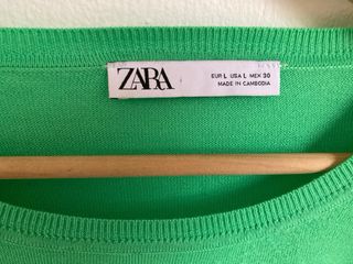 Sudadera Zara verde lima punto