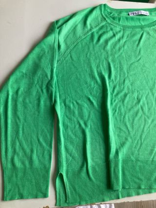 Sudadera Zara verde lima punto