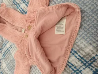 Giacca neonata cotone rosa con bottoni