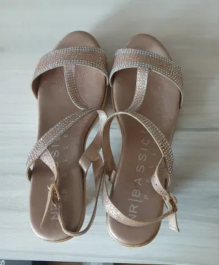 Sandalias NR by Basic Talla 39 Rosa Plata