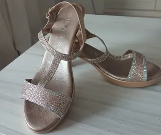 Sandalias NR by Basic Talla 39 Rosa Plata