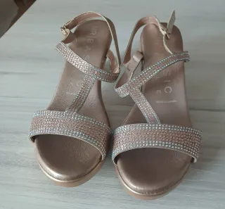 Sandalias NR by Basic Talla 39 Rosa Plata