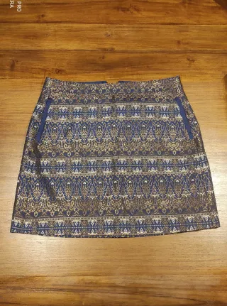 Falda Massimo Dutti azul y dorada