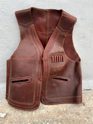Chaleco Cuero Estilo Western/Caza