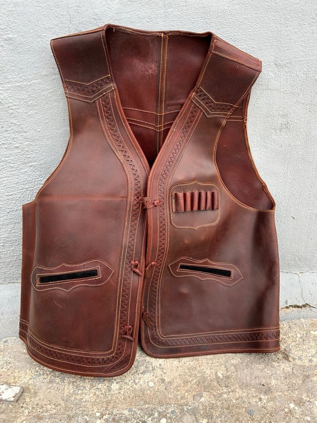 Chaleco Cuero Estilo Western/Caza