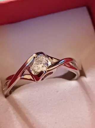 Anello solitario argento con zircone