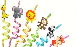 Pajitas reutilizables con animales – Pack infantil