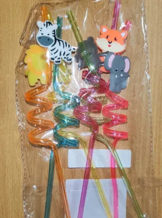 Pajitas reutilizables con animales – Pack infantil