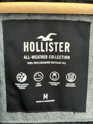 Chaqueta Hollister M - Gris Forrada
