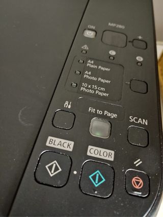 Impresora Canon Pixma MP280 Negra, no tiene tinta