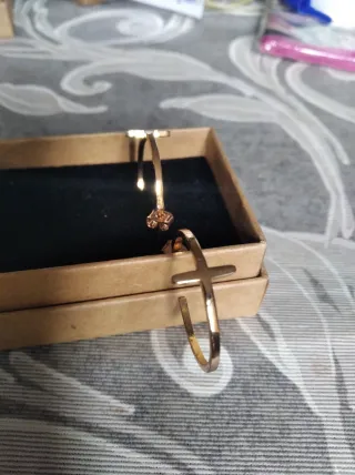 Pendientes Aro Acero Cruz Oro