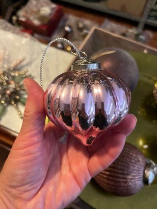 Lote 3 Bolas Navidad Cristal Rosa y Plata