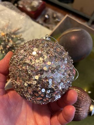 Lote 3 Bolas Navidad Cristal Rosa y Plata