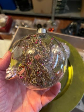 Lote 3 Bolas Navidad Cristal Rosa y Plata