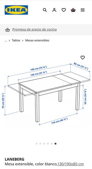 Mesa Extensible IKEA LANEBERG Blanca
