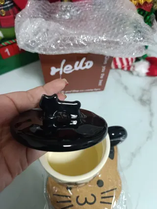 Lote Taza Gatito con Cucharilla y Posavasos