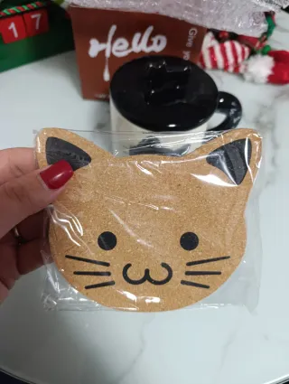 Lote Taza Gatito con Cucharilla y Posavasos