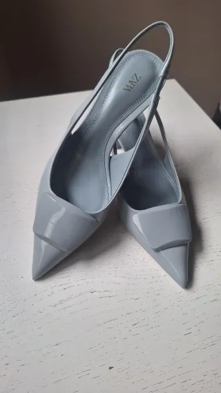 Zapatos Zara Tacon Bajo Azul