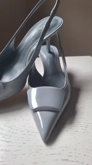 Zapatos Zara Tacon Bajo Azul