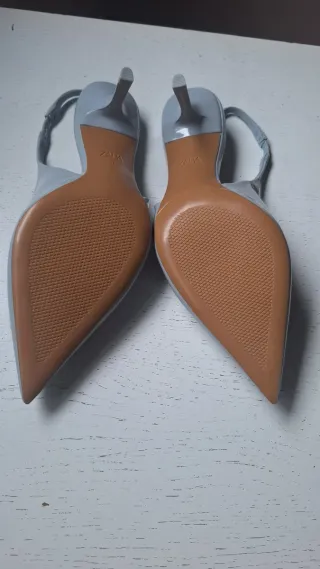 Zapatos Zara Tacon Bajo Azul