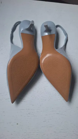 Zapatos Zara Tacon Bajo Azul