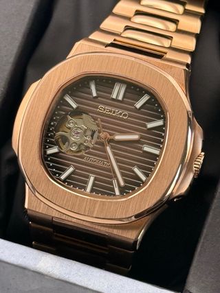 Seiko Mod Nautilus Rose Choco Open Heart