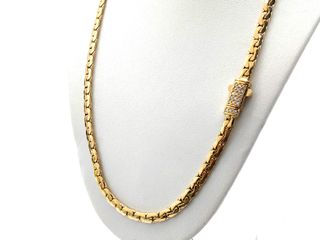 cadena oro 18k con piedra con circonita 22cm