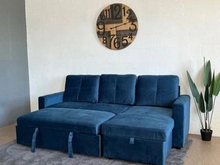 Sofá cama azul con almacenaje- hacemos envios