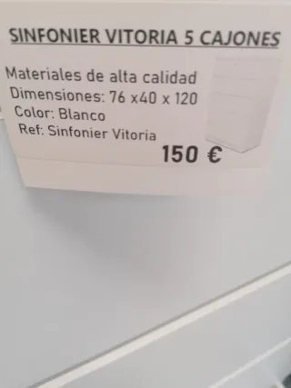 Cómoda Sinfonier Blanca 6 Cajones