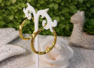 Pendientes Aro Rizado Chapado Oro 18k