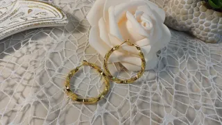Pendientes Aro Rizado Chapado Oro 18k