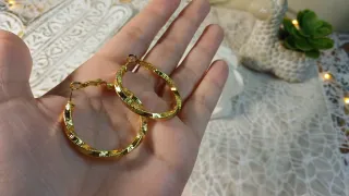 Pendientes Aro Rizado Chapado Oro 18k