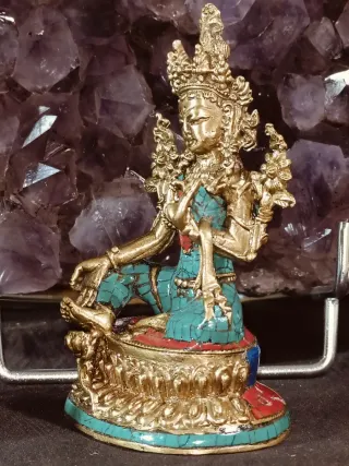 Figuras de bronce Budas Tara Verde y Blanca