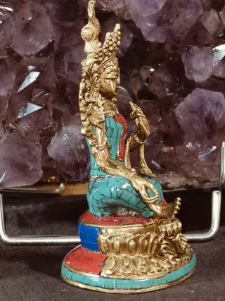 Figuras de bronce Budas Tara Verde y Blanca