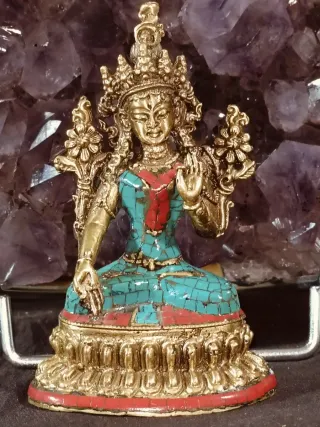 Figuras de bronce Budas Tara Verde y Blanca