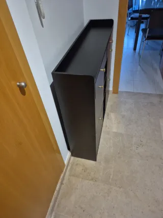 Zapatero recibidor negro con cajones