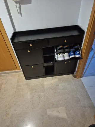 Zapatero recibidor negro con cajones