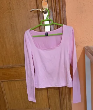 Camiseta rosa manga larga