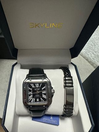 Conjunto Reloj SKYLINE Hombre Pulsera Negra