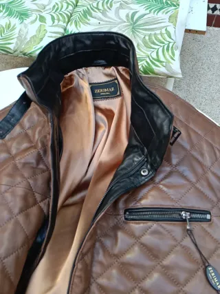 Chaqueta de Piel Marrón Talla XXXL
