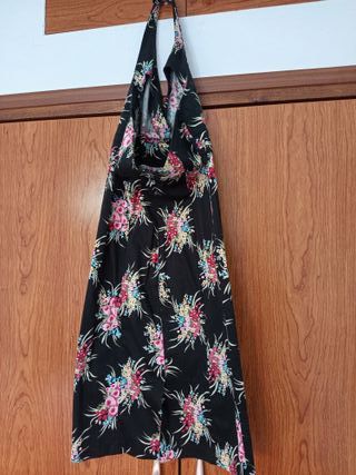 Vestido Negro Floreado Sin Estrenar, corte midi