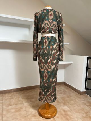 Vestido largo estampado manga larga