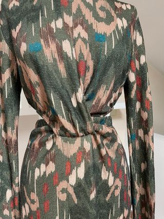 Vestido largo estampado manga larga