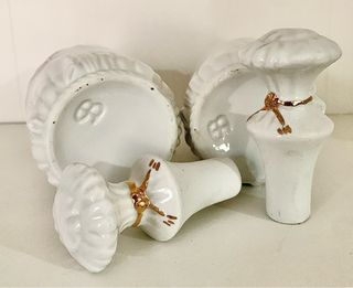 Par de preciosos frascos vintage porcelana