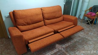Sofá Relax 3 Plazas Tela Naranja anti Arañazos