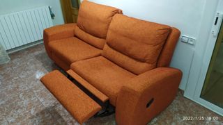 Sofá Relax 3 Plazas Tela Naranja anti Arañazos