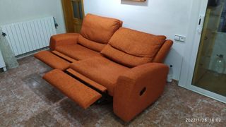 Sofá Relax 3 Plazas Tela Naranja anti Arañazos